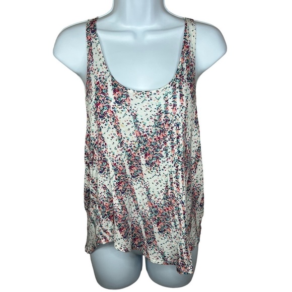 Mudd White Colorful Dot Print Tank Muscle Tee Sleeveless Stretch Relaxed - Picture 1 of 9